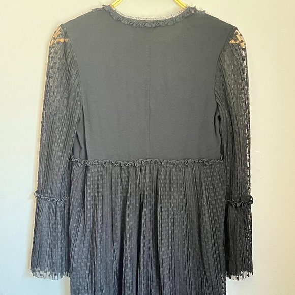 Maje Black Lace Polka Dot Bell Sleeve Dress - Picture 9 of 13